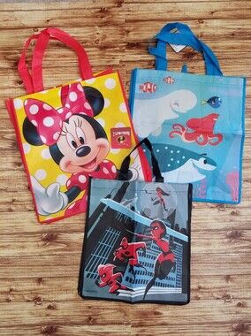 3 Disney Pixar Reusable Tote Bah Minnie Mouse Finding Dory Incrediables 2